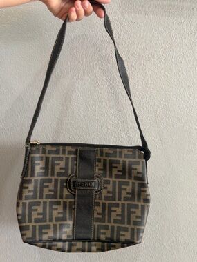 Fendi Brown and Black Zucca Shoulder Bag